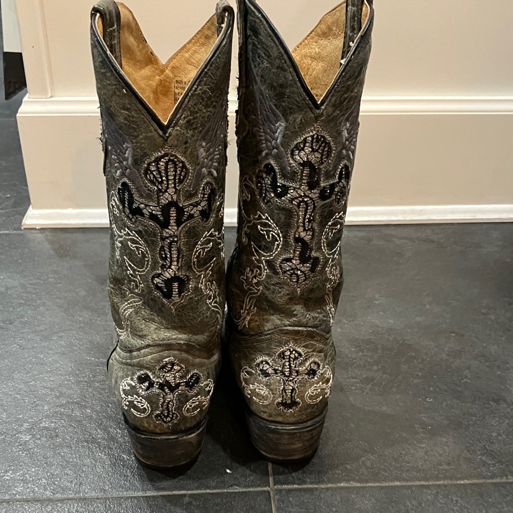 Vintage Very Volatile Leather Embroidered Cowboy Boots - Black and Gray - Picture 4 of 15